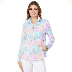 Lilly Pulitzer Leona Zip Up Multi Splashdance